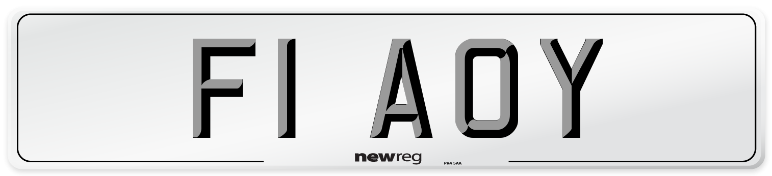 F1 AOY Number Plate from New Reg